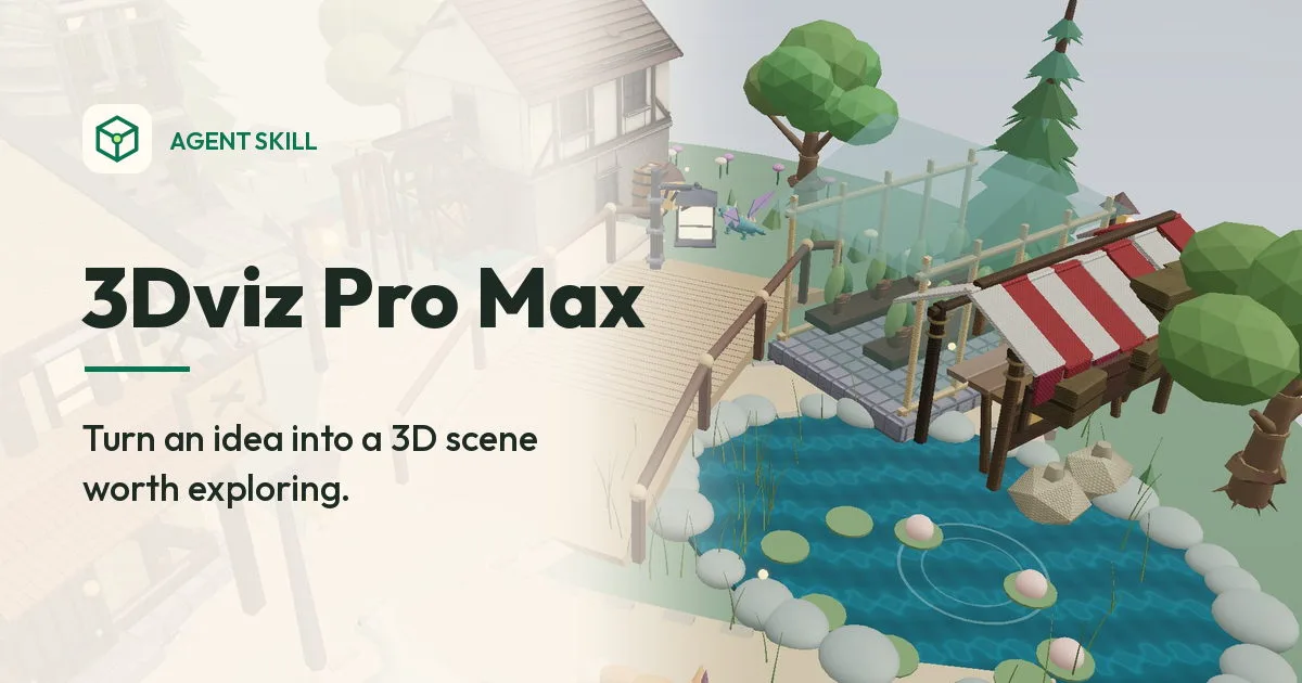 3Dviz Pro Max: turn an idea into a 3D scene worth exploring.